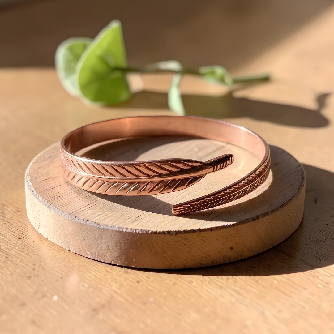 Mary's Feather Copper Bracelet