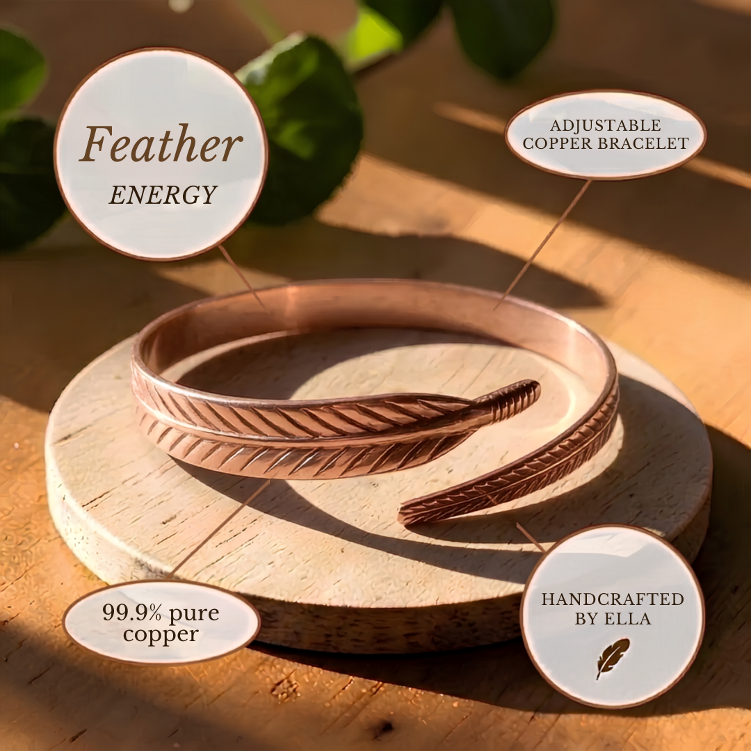 Mary's Feather Copper Bracelet