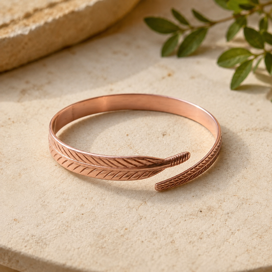 Mary's Feather Copper Bracelet