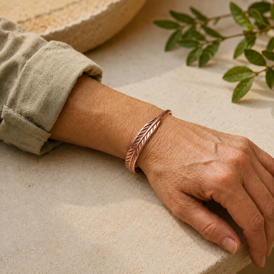 Mary's Feather Copper Bracelet