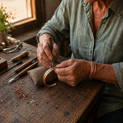 Mary's Feather Copper Bracelet