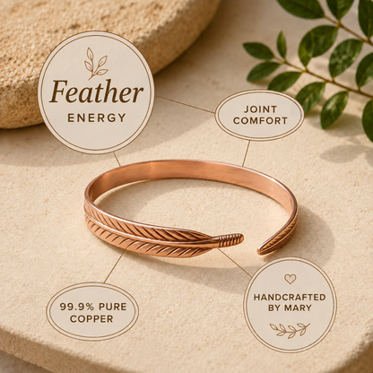 Mary's Feather Copper Bracelet