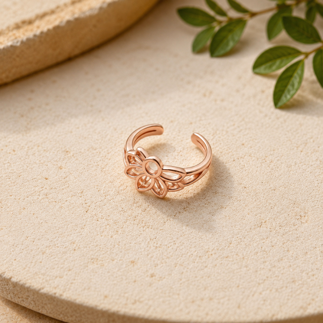 Mary's Petal Copper Toe Ring