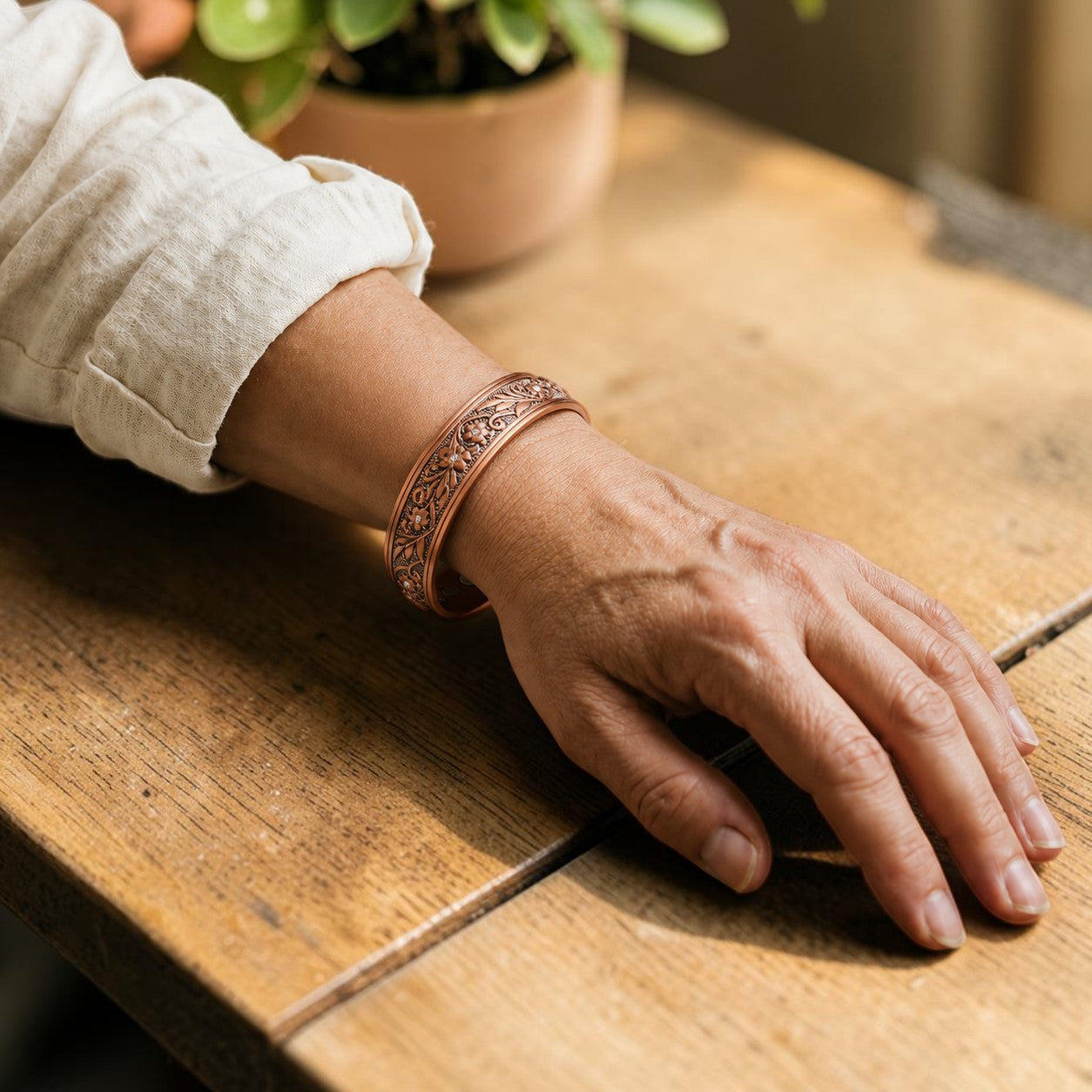 Mary's Sprig Copper Bracelet