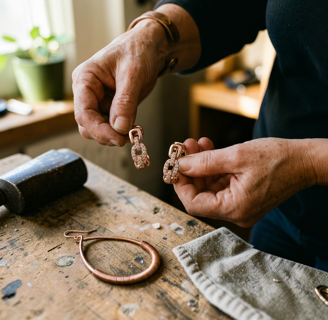 Mary's Link Copper Earrings
