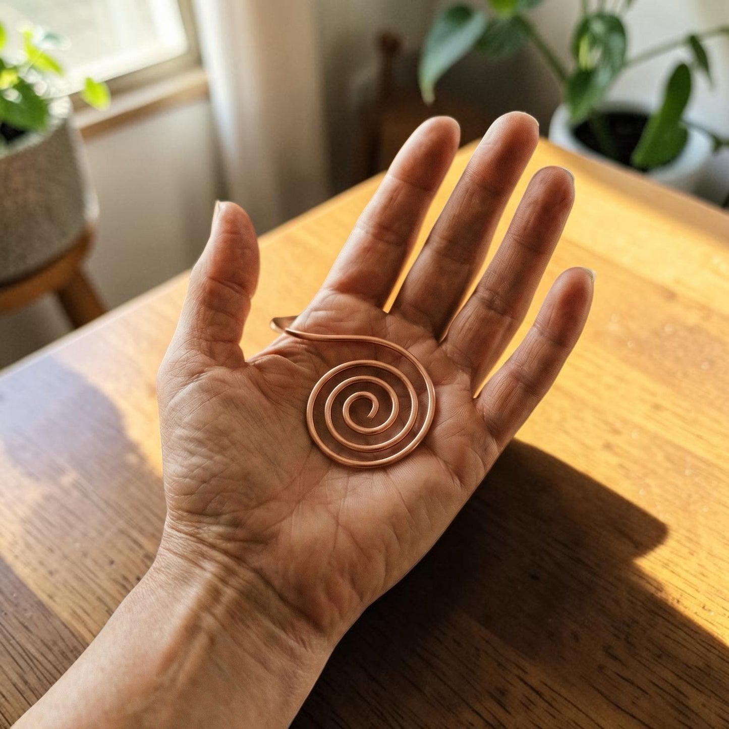 Mary's Flow Copper Hand Spiral Bracelet