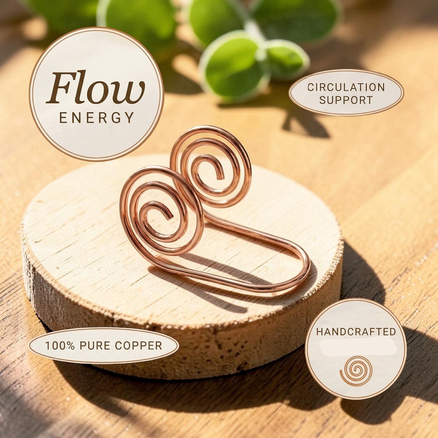 Mary's Flow Copper Hand Spiral Bracelet