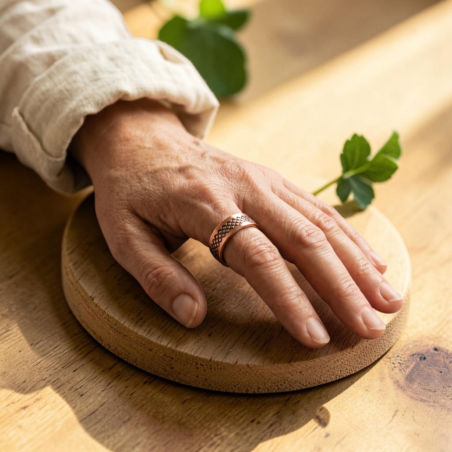 Mary's Grid Copper Ring