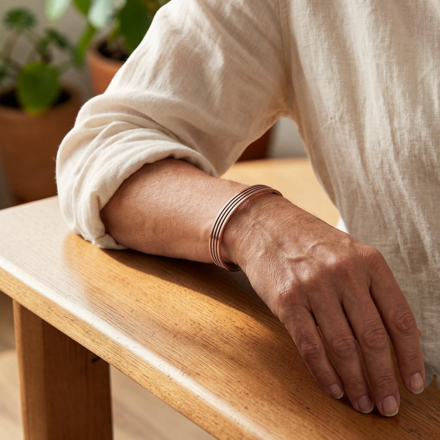 Mary's Sage Copper Bracelet