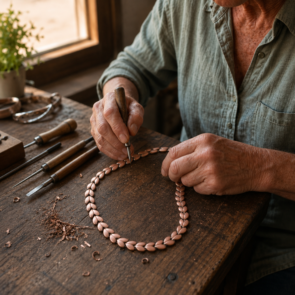 Mary's Zinnia Copper Necklace